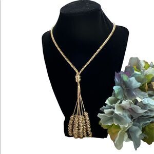 Dana Buchman Gold Tone Cubic Zirconia Stone Statement Necklace